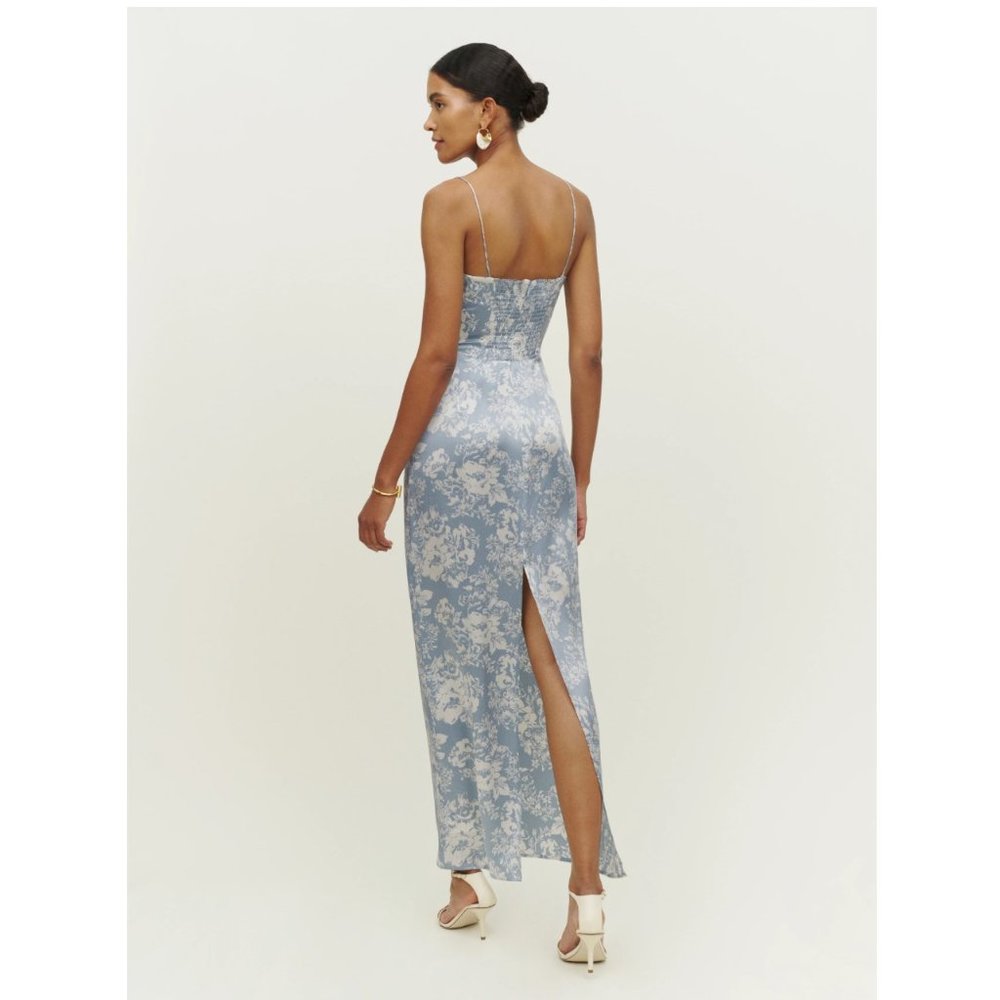 Reformation Frankie Silk Dress in Porcelain Reformation - Picture 3 of 13